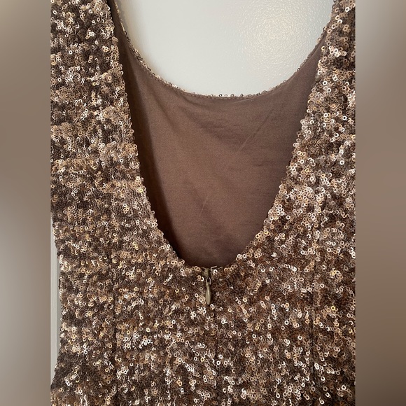 Gold Sequin Low Back Dress - Picture 4 of 5